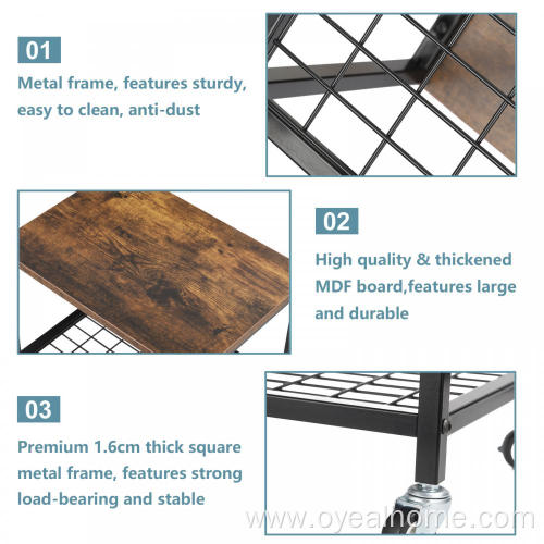 Under Desk Rolling Printer Cart with Storage Shelf